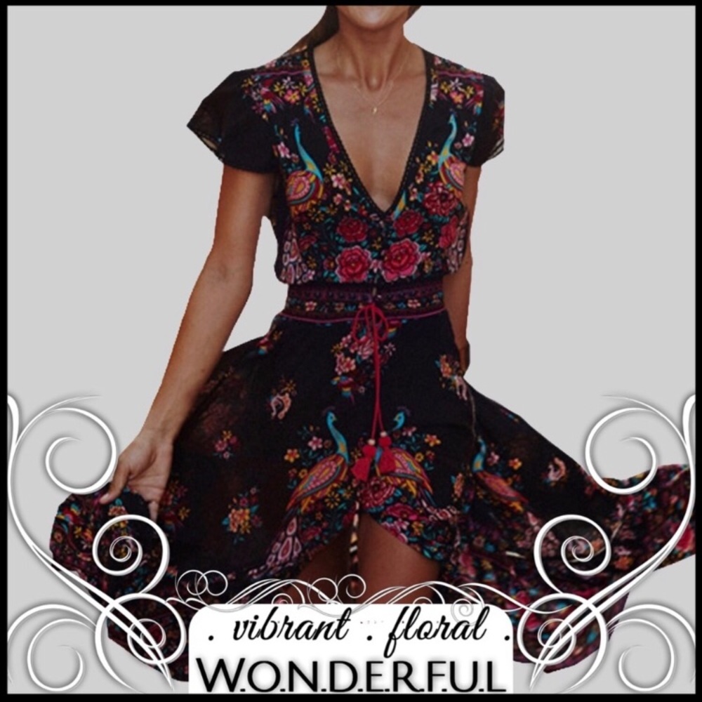 Hi low floral print dress